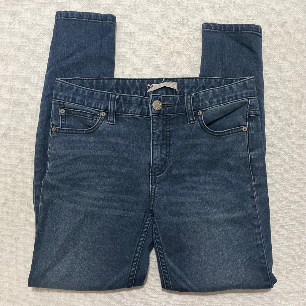 Free People FP Denim Skinny Jeans Dark Wash Blue Size 27 Mid Rise Slim Leg
